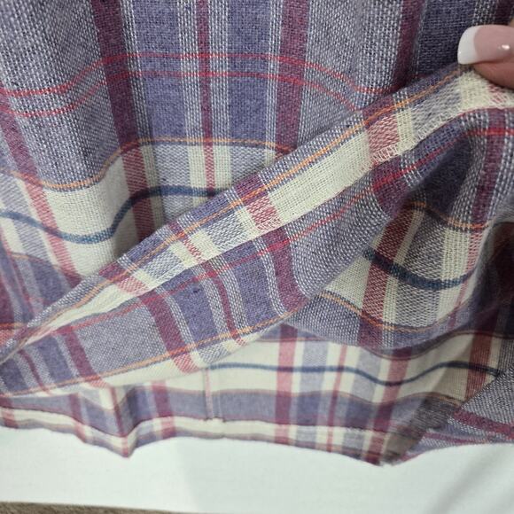 VTG Wool Blend Jumper Skirt Dress Straps Suspenders Purple Pink White Plaid - Picture 6 of 15